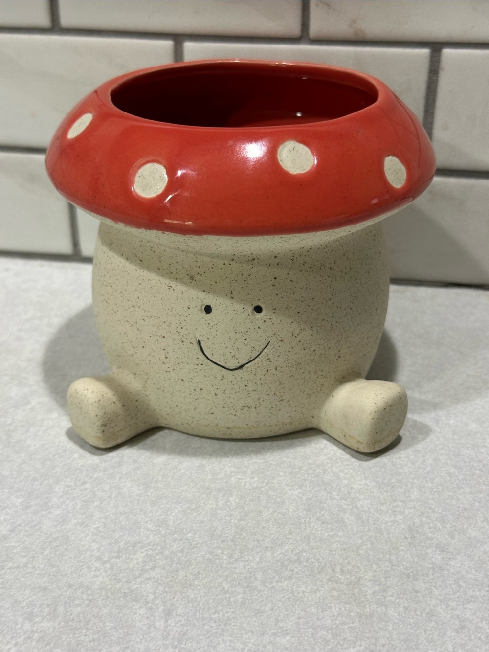 Brand New Belavi Ceramic Mushroom Planter Red Whimsical Garden Decor Cottagecore